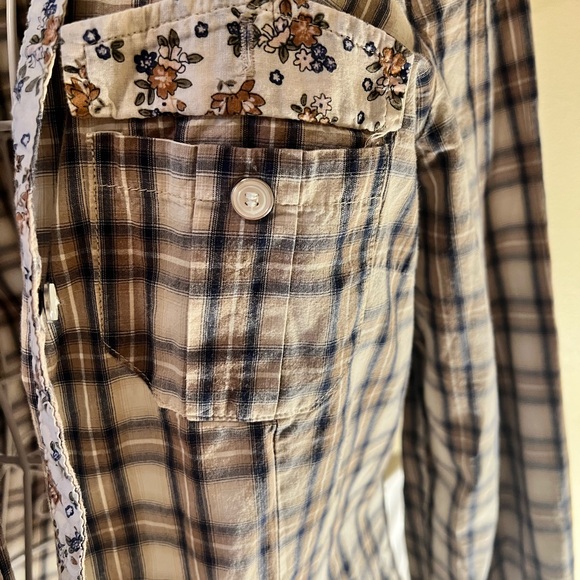 MNG by Mango Brown and Cream Plaid Button-Down Shirt - Picture 3 of 7